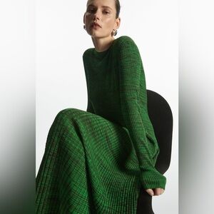 NWT COS Green Melange Ribbed Midi Dress